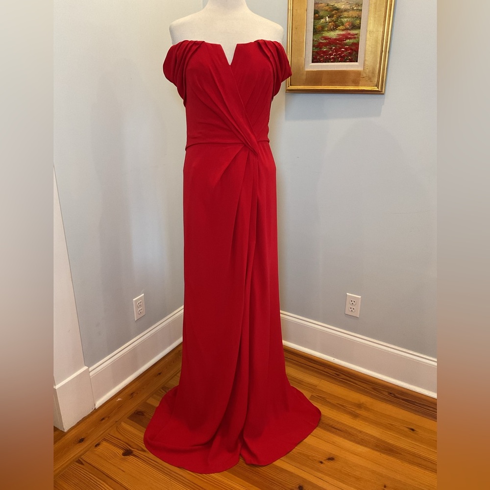 Rene Ruiz Collection Red Off-Shoulder Evening Formal Gala Dress